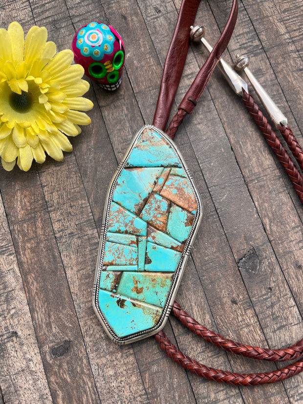 Cobblestone Inlay #8 Turquoise Bolo