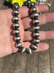 24" 12MM "Navajo Style" Sterling Pearls