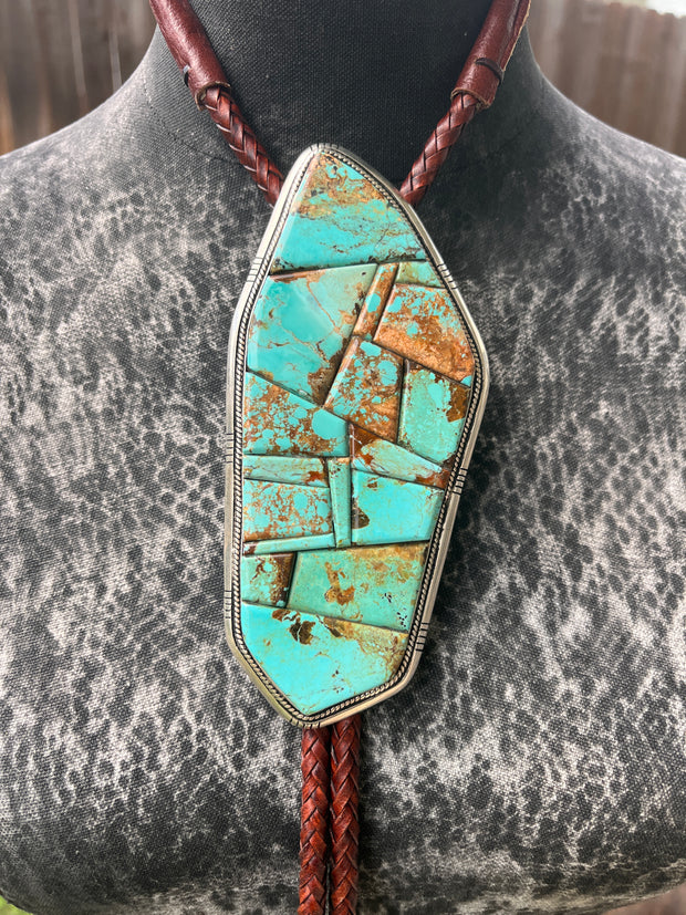 Cobblestone Inlay #8 Turquoise Bolo