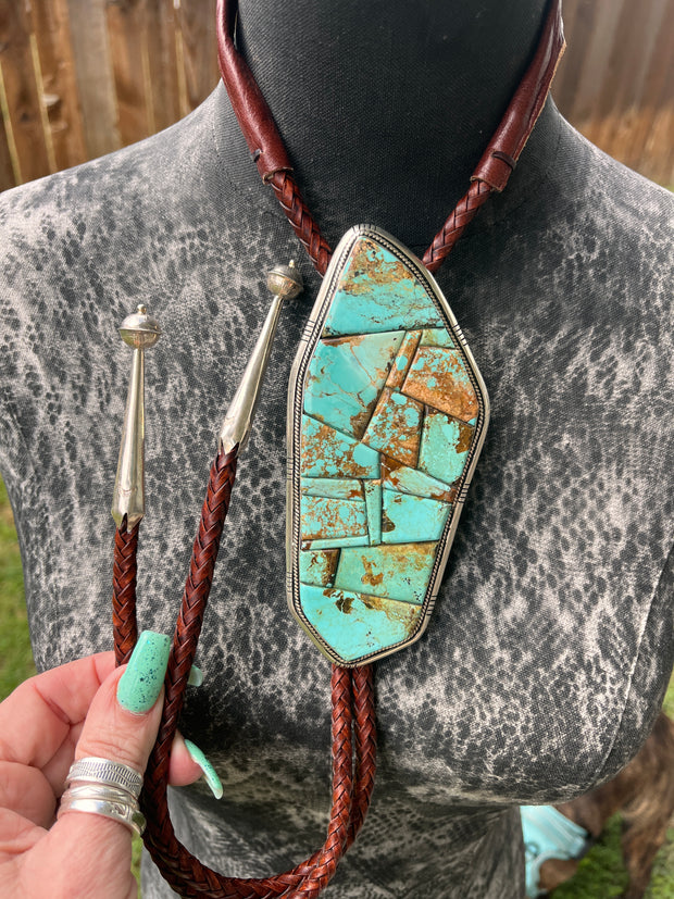 Cobblestone Inlay #8 Turquoise Bolo
