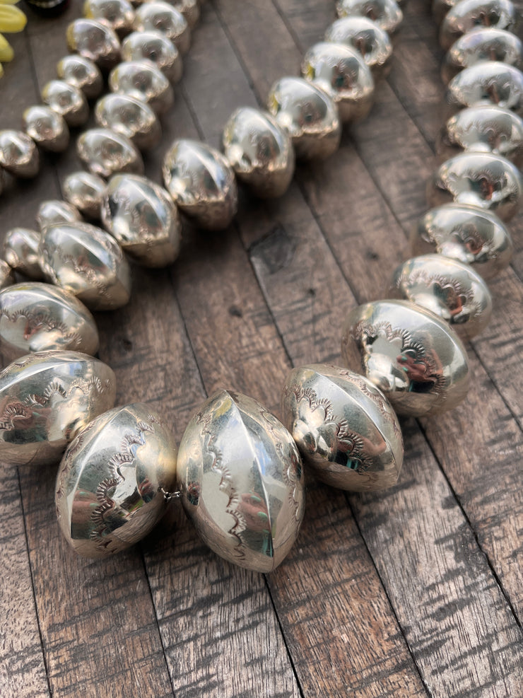 60" Stamped Pearl Necklace