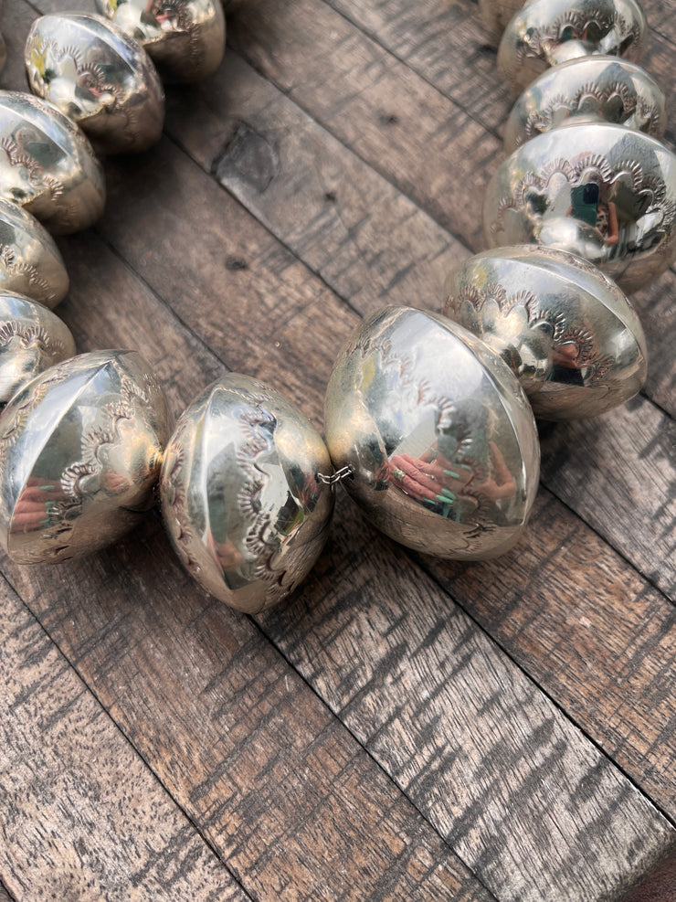 60" Stamped Pearl Necklace