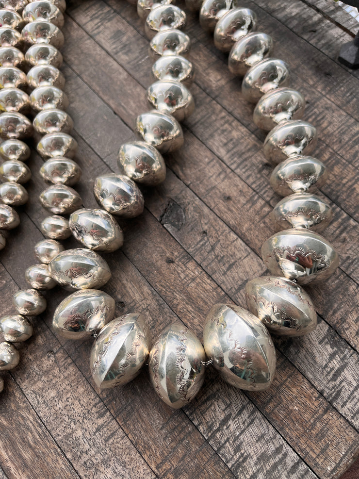 60" Stamped Pearl Necklace