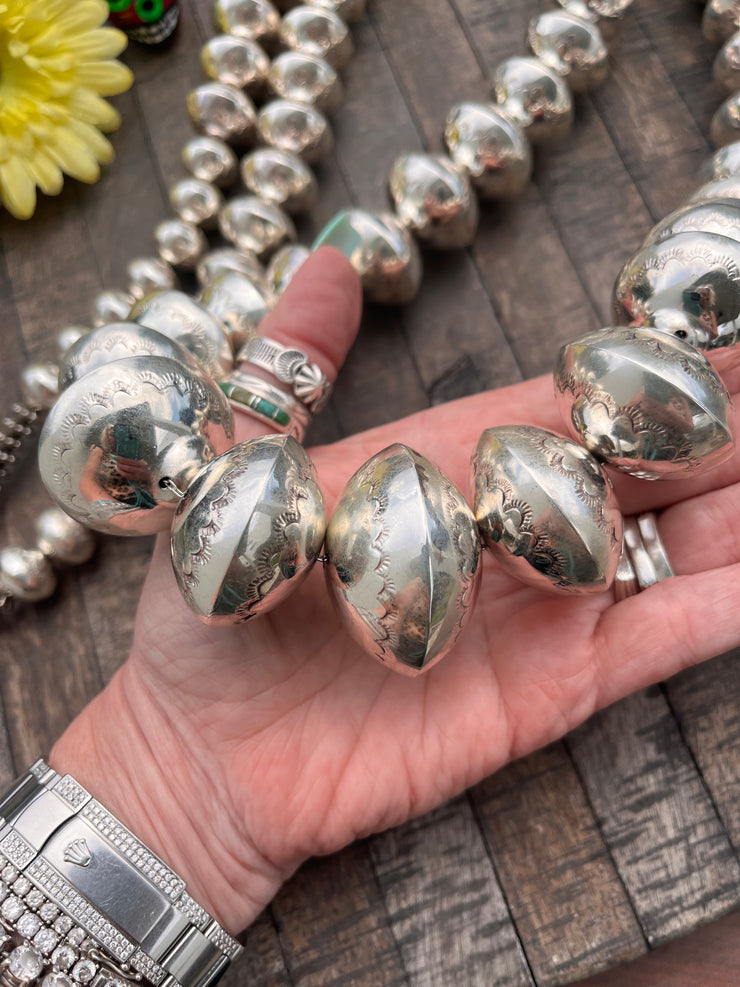 60" Stamped Pearl Necklace