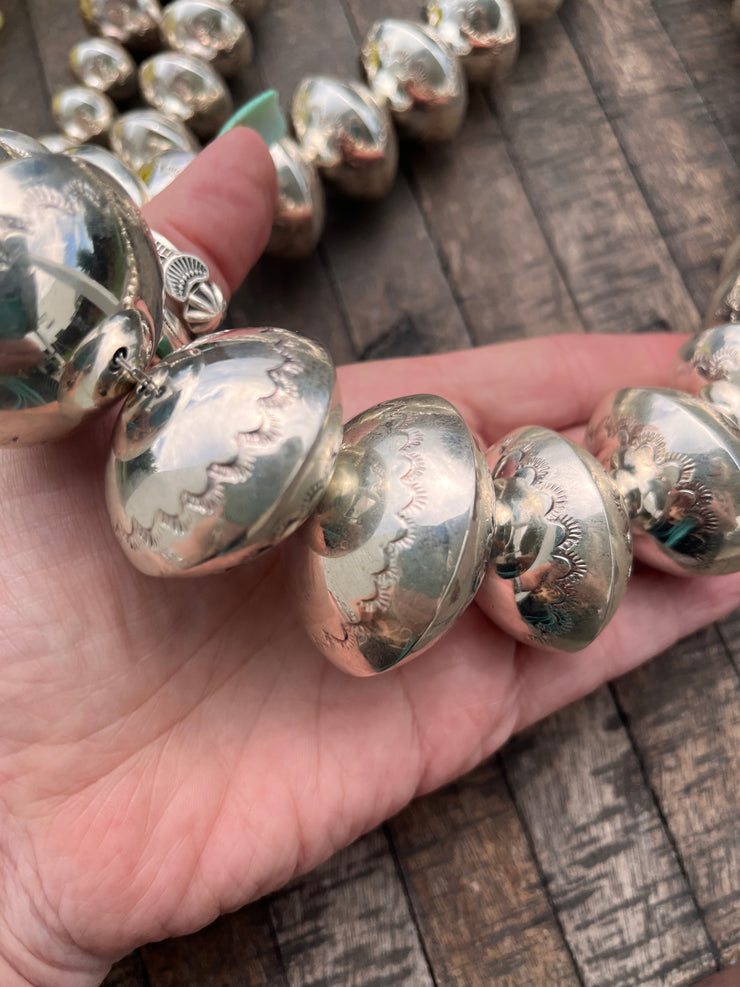 60" Stamped Pearl Necklace