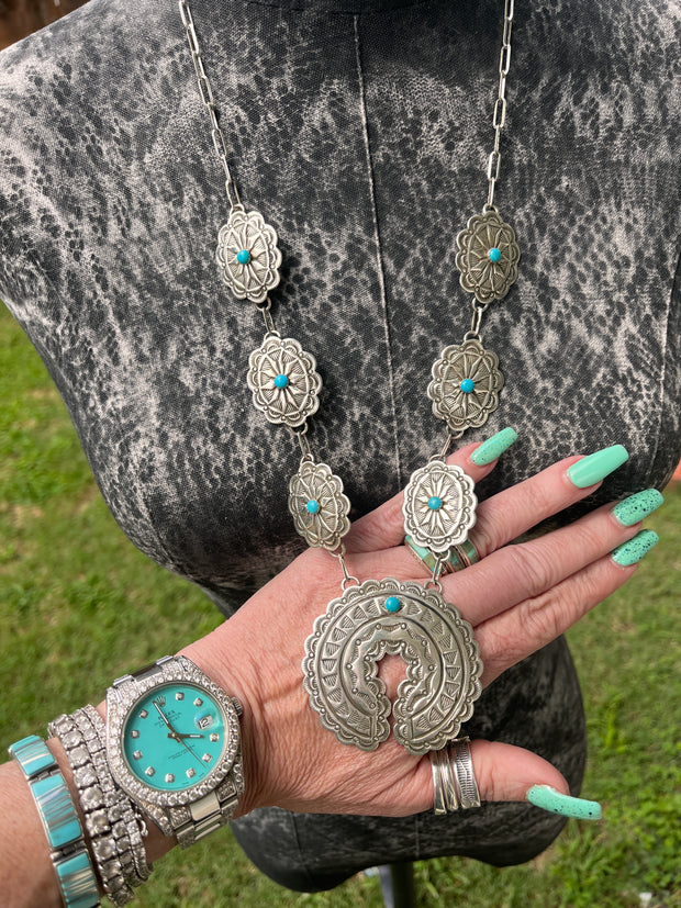Sleeping Beauty Concho Necklace