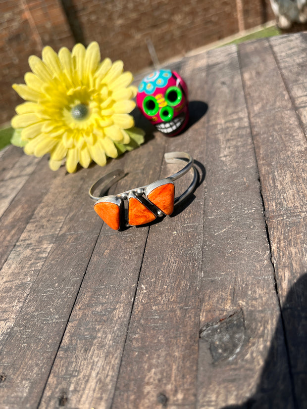 3 Stone Orange Spiny Cuffs 1-3