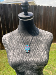 Multi Colored Inlay Spade Necklace 1-11