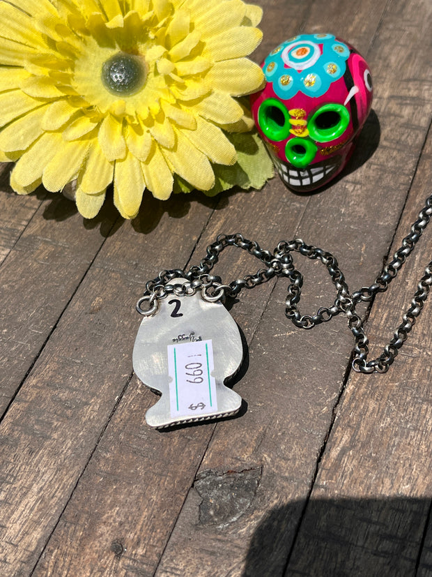 Multi Colored Inlay Spade Necklace 1-11