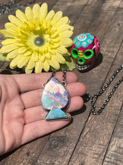 Multi Colored Inlay Spade Necklace 1-11