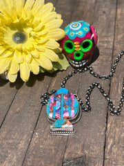 Multi Colored Inlay Spade Necklace 1-11