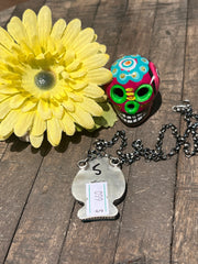 Multi Colored Inlay Spade Necklace 1-11