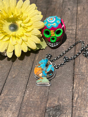 Multi Colored Inlay Spade Necklace 1-11