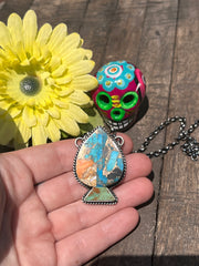 Multi Colored Inlay Spade Necklace 1-11