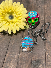 Multi Colored Inlay Spade Necklace 1-11
