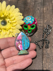 Multi Colored Inlay Spade Necklace 1-11