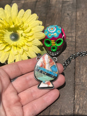 Multi Colored Inlay Spade Necklace 1-11