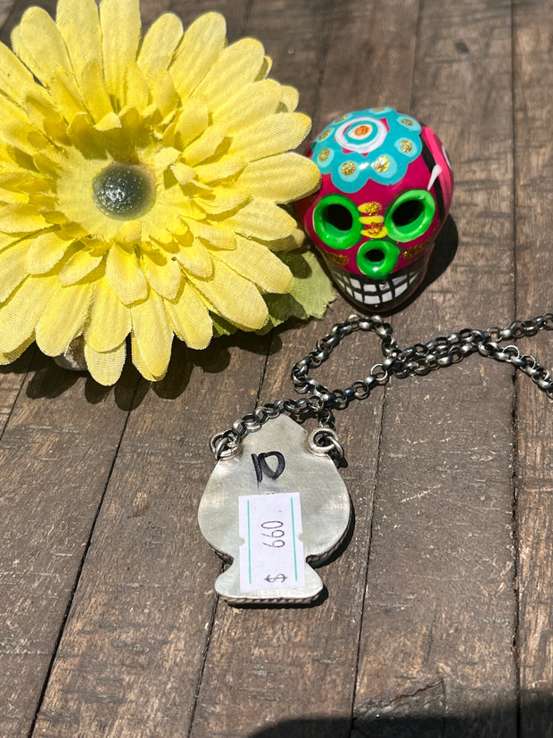 Multi Colored Inlay Spade Necklace 1-11