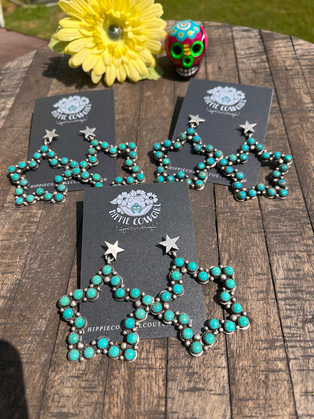 Kingman Turquoise Star Dangle Earrings