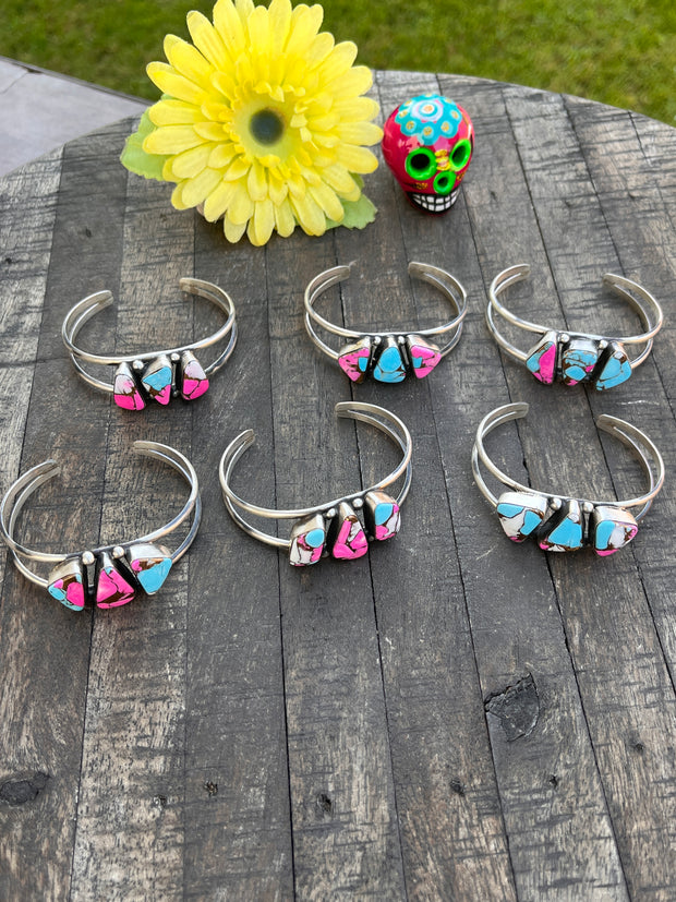 3 Stone Cotton Candy Kingman Cuffs 1-6