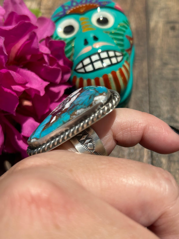 Adjustable Freeform White Buffalo Remix Ring #10