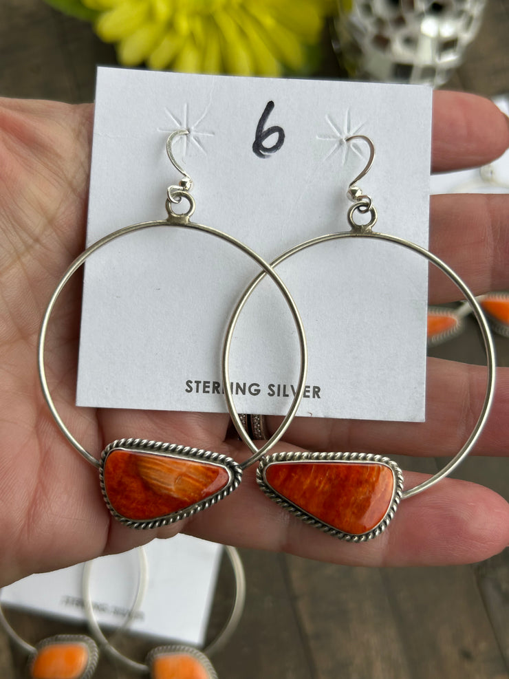 Orange Spiny Stud Muffin Hoops 1-7