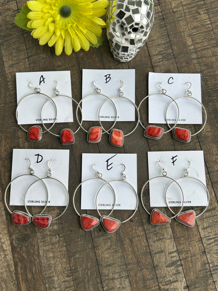 Red Spiny Stud Muffin Hoops A-F