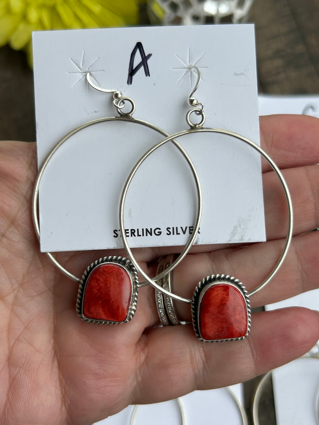 Red Spiny Stud Muffin Hoops A-F