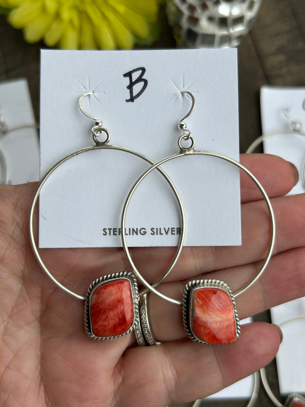 Red Spiny Stud Muffin Hoops A-F