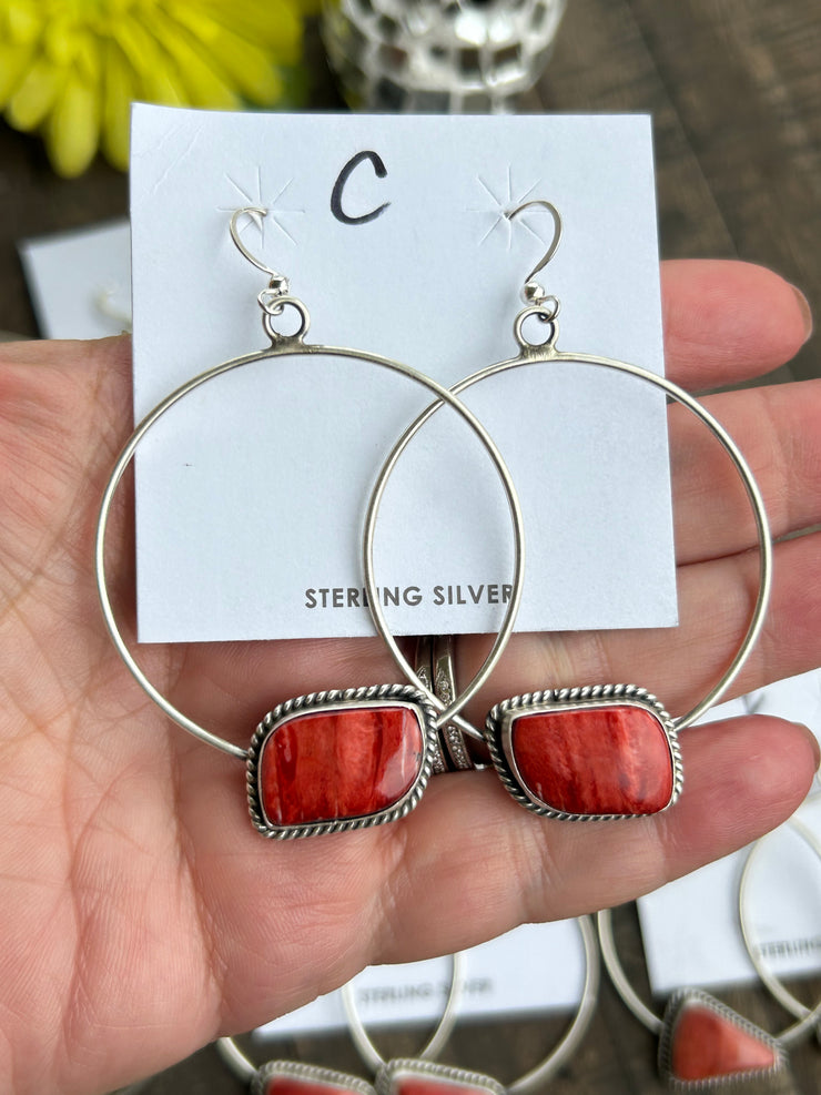 Red Spiny Stud Muffin Hoops A-F