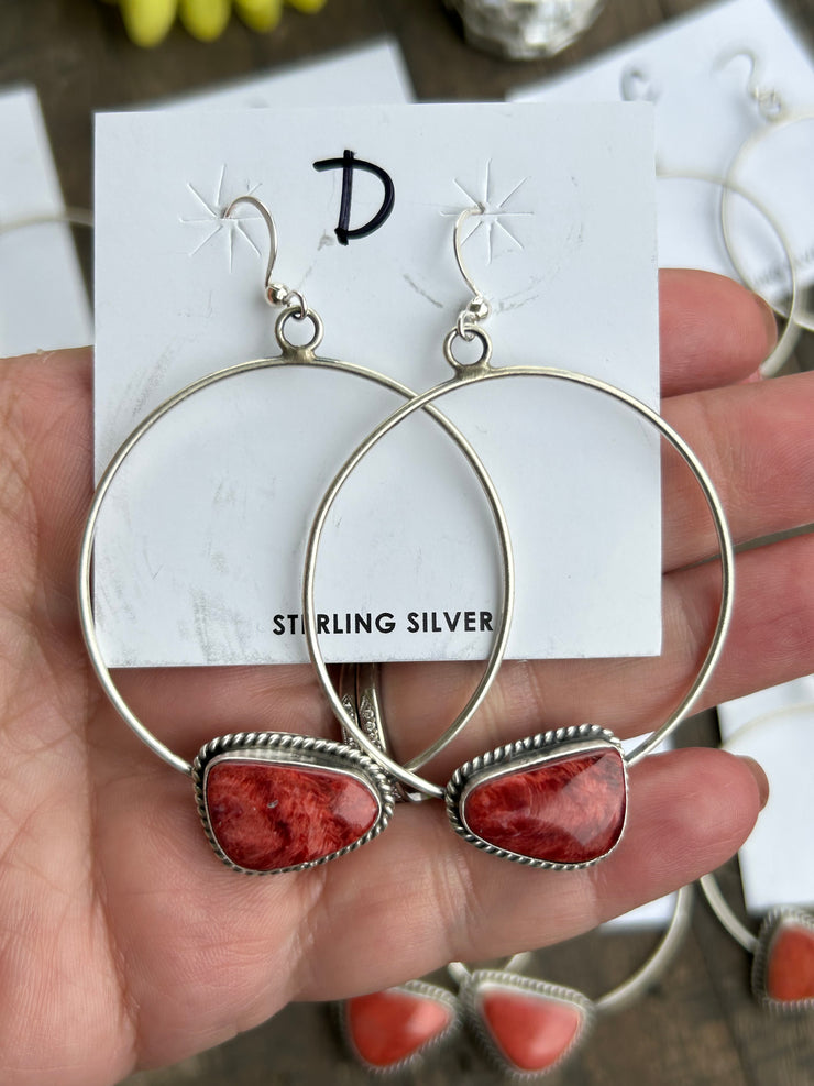 Red Spiny Stud Muffin Hoops A-F