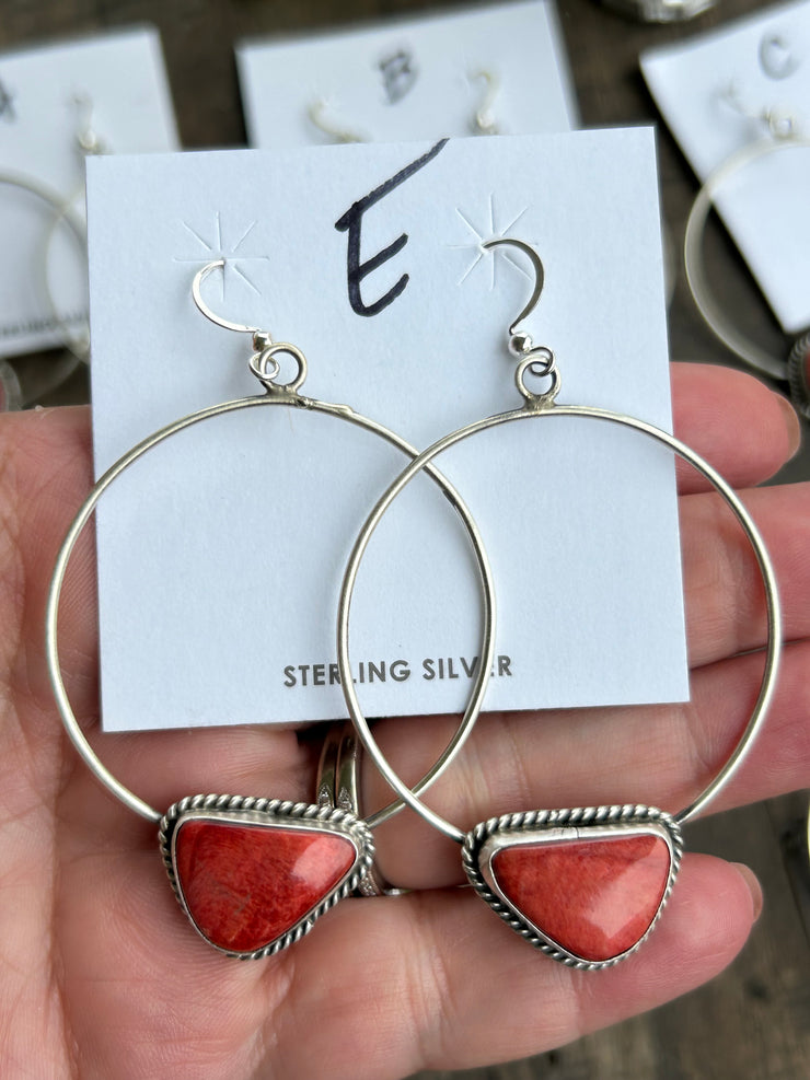 Red Spiny Stud Muffin Hoops A-F