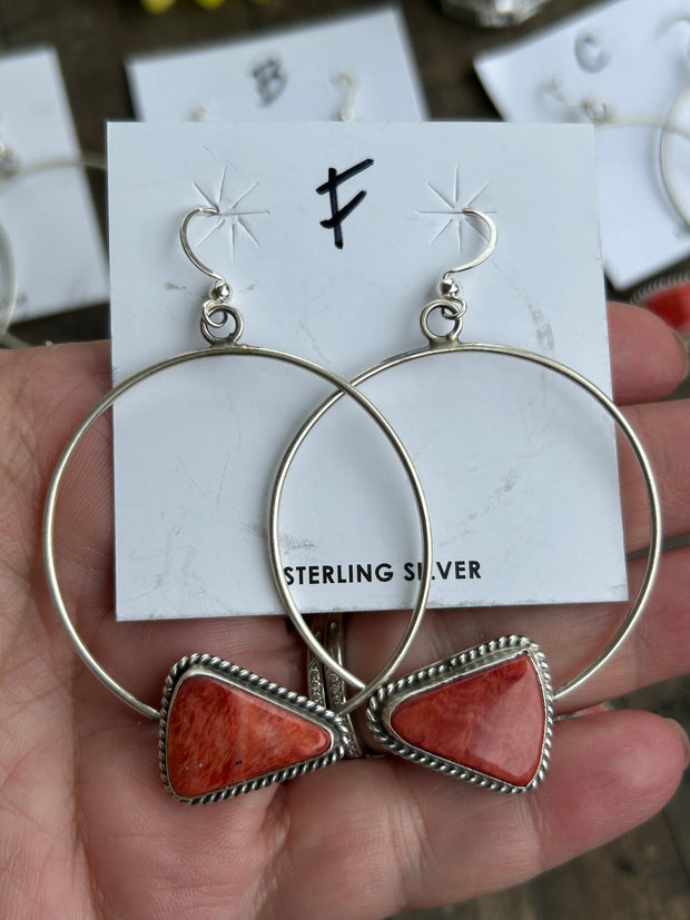 Red Spiny Stud Muffin Hoops A-F