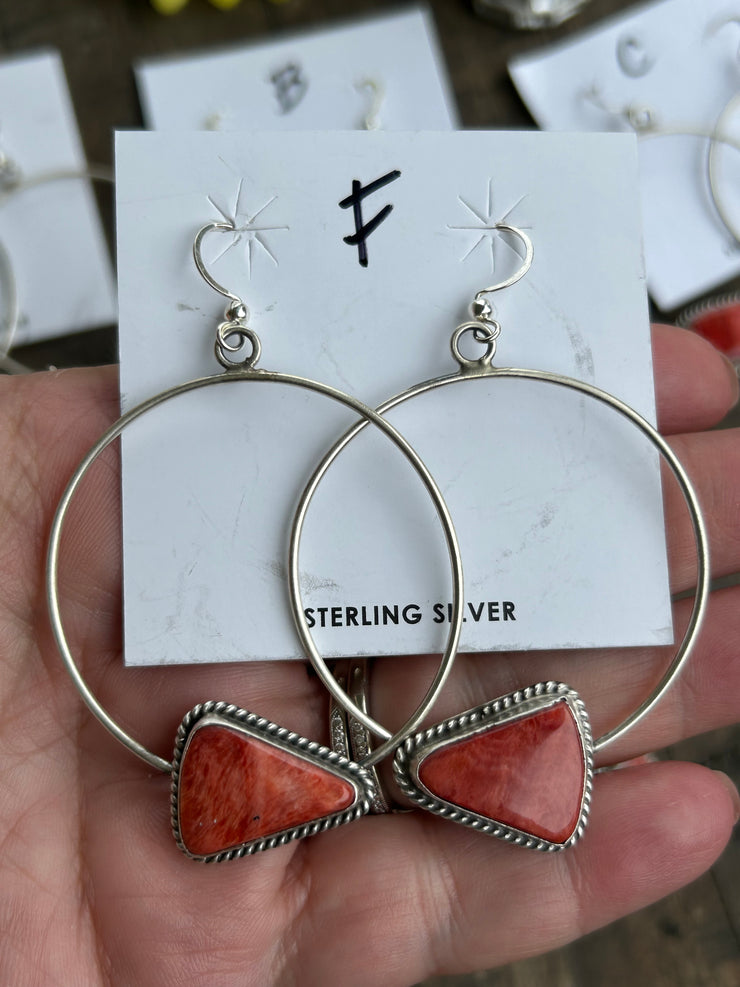Red Spiny Stud Muffin Hoops A-F