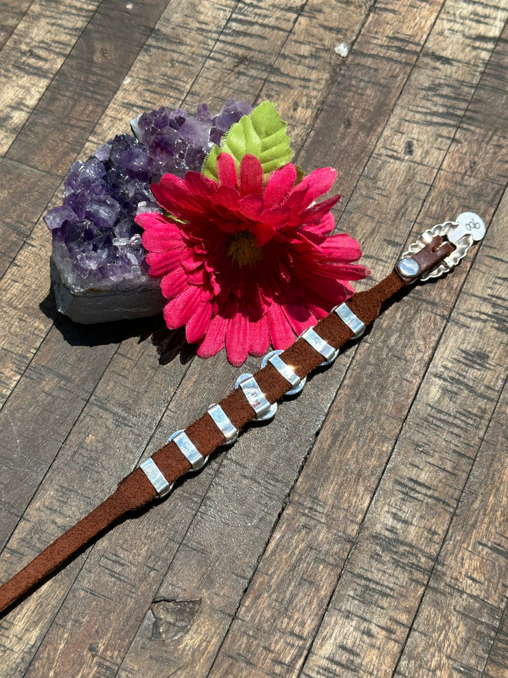 Mixed Mine Turquoise and Spiny Bracelet With Leather Strap