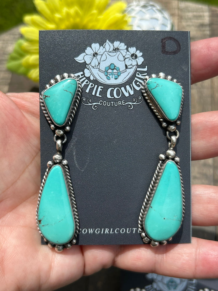 2 Stone Kingman Dangle Earrings