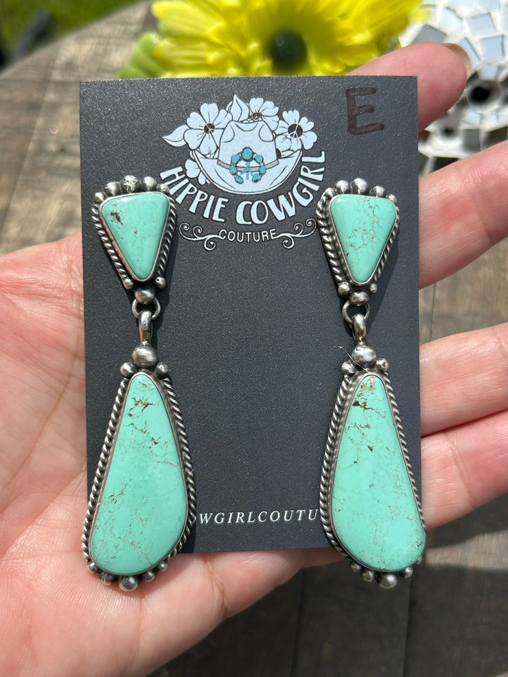 2 Stone Kingman Dangle Earrings