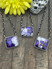 Square Lavender Dahlia Kingman Necklaces