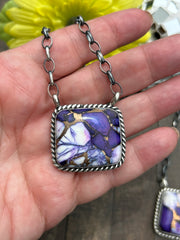 Square Lavender Dahlia Kingman Necklaces