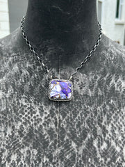 Square Lavender Dahlia Kingman Necklaces