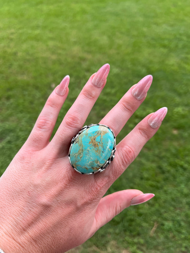Single Stone Kingman Dome Ring Sz. 9 1/2