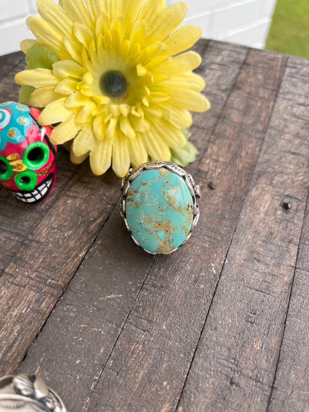 Single Stone Kingman Dome Ring Sz. 9 1/2