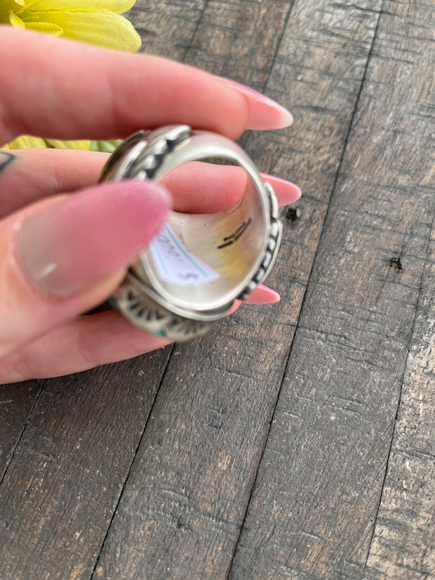 Single Stone Kingman Dome Ring Sz. 9 1/2