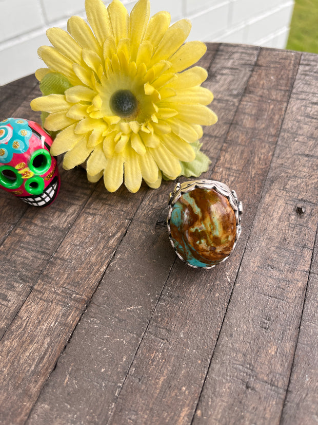 Single Stone Kingman Dome Ring Sz. 8
