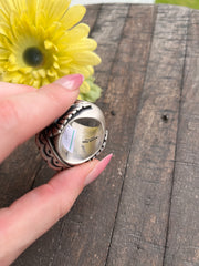 Single Stone White Buffalo Dome Ring Sz. 10