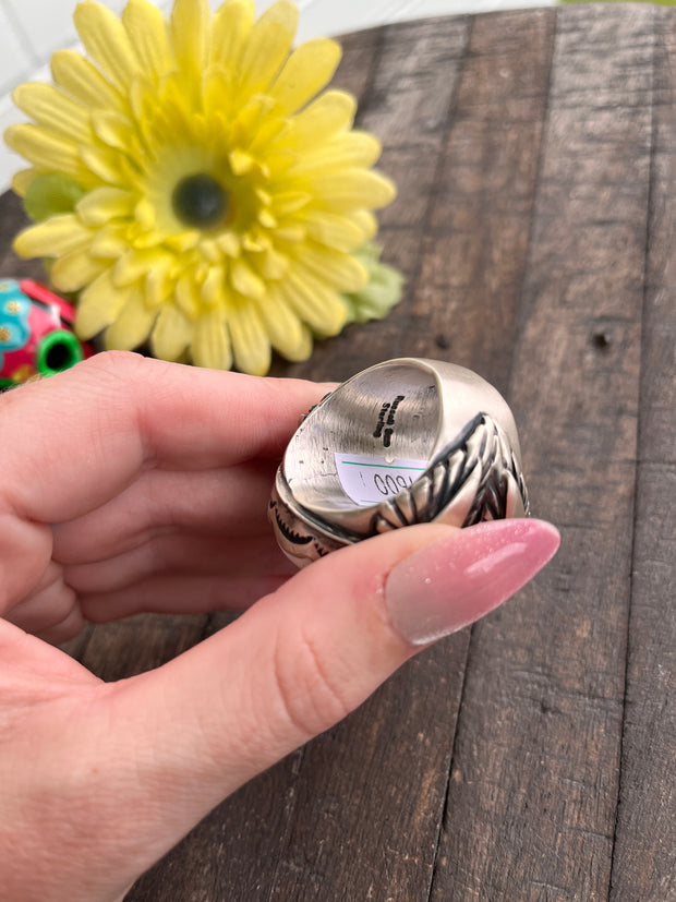Single Stone White Buffalo Dome Ring Sz. 10