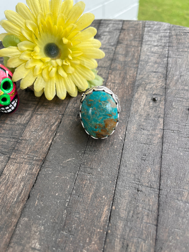 Single Stone Kingman Dome Ring Sz. 9