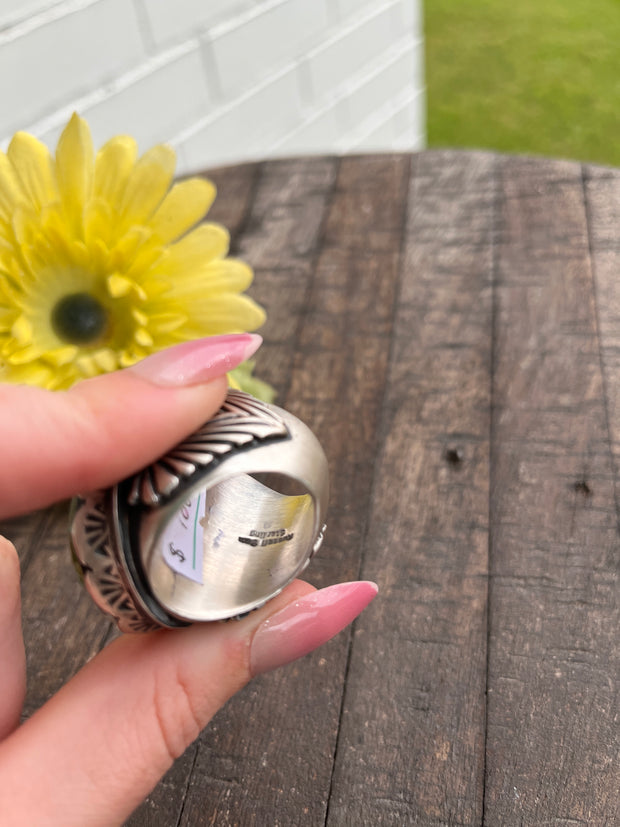Single Stone Kingman Dome Ring Sz. 8 1/2