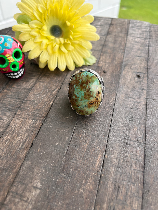 Single Stone Kingman Dome Ring Sz. 8 1/2