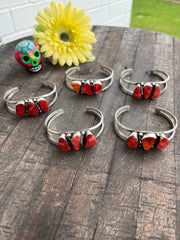 3 Stone Red Spiny Cuffs 1-5